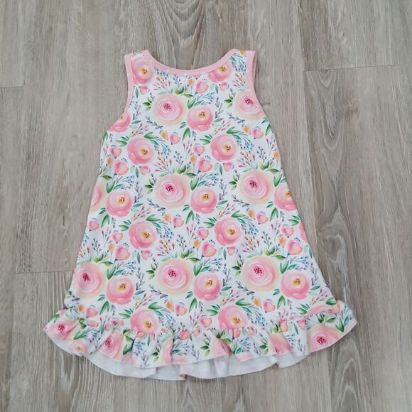 Lily & Londyn's Girls Pink Floral Ruffle Sleeveless Dress 6Y 6 - Picture 2 of 4